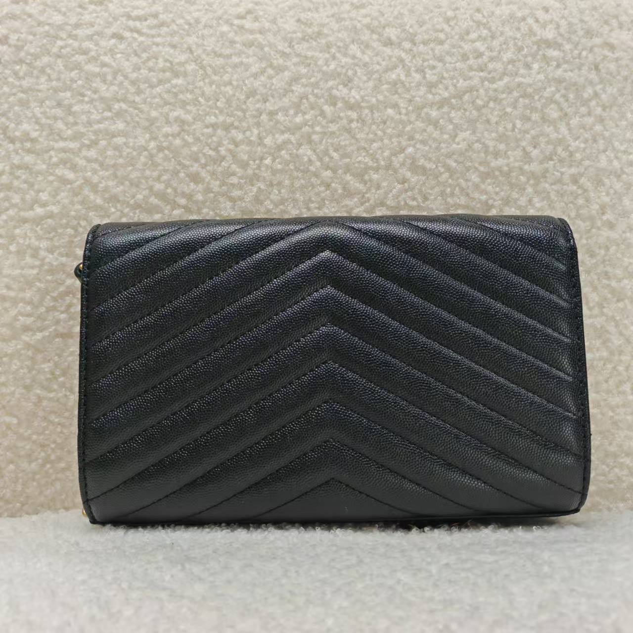 Laugh Queen手工打造女士包手拎斜跨0358黑色酱信封23CM