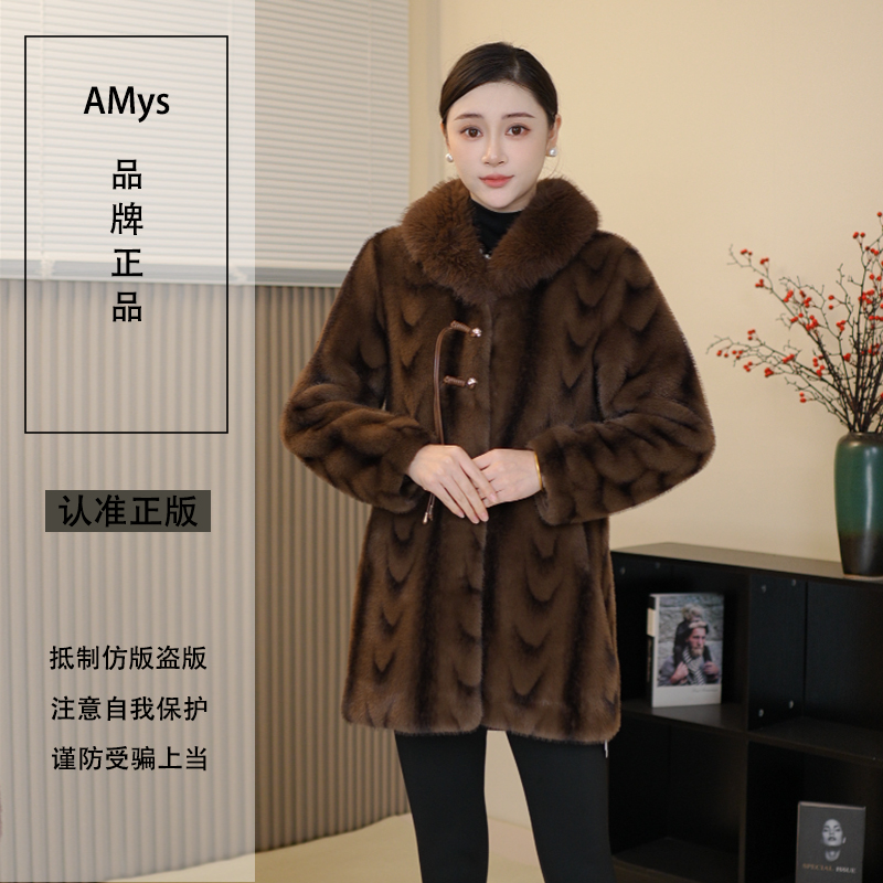 丹麦北极貂【正品·皮草】贵气貂毛女装冬款中长款中老年女士冬装