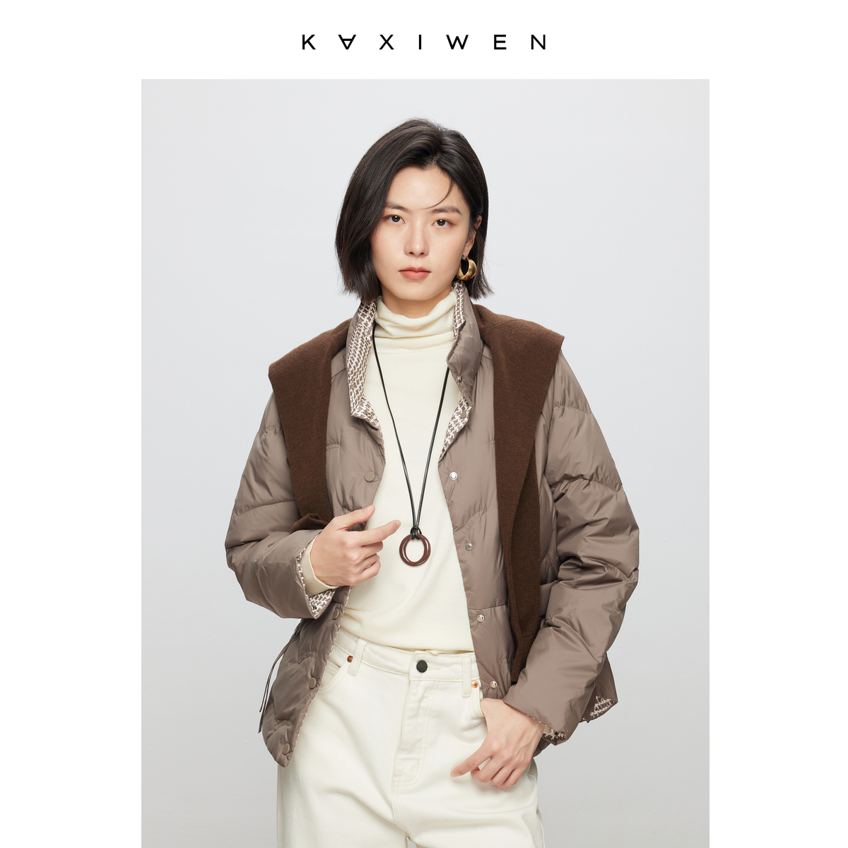 【NOJI&KXW】通勤时髦立领双面穿宽松百搭外套女X09BYS8701