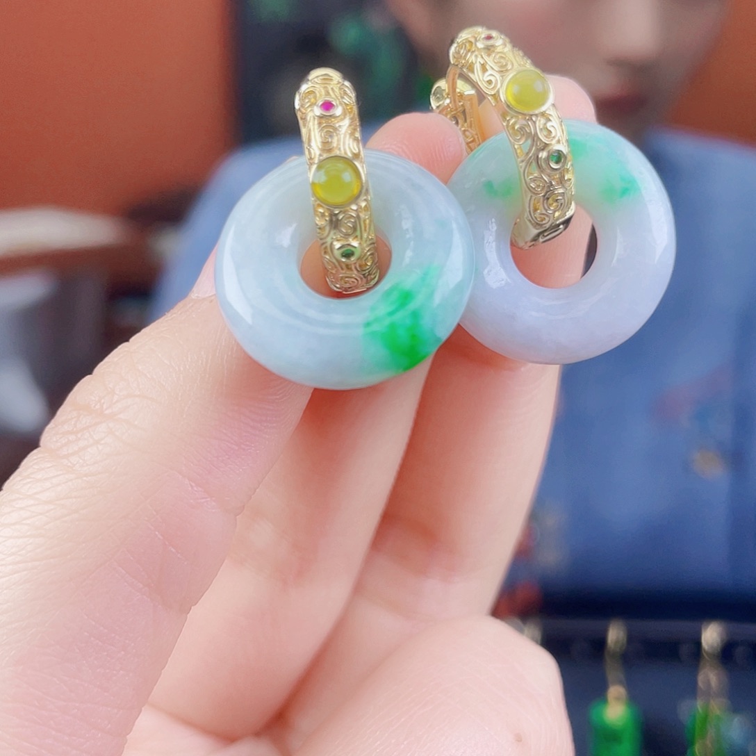 翡翠未镶嵌耳饰饰品