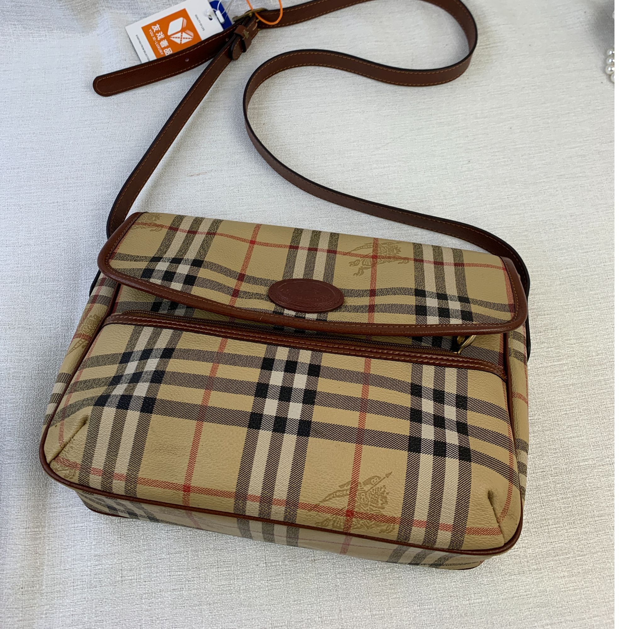 95新 BURBERRY/博柏利 战马格纹信封包/HD05328019/8019/xfp