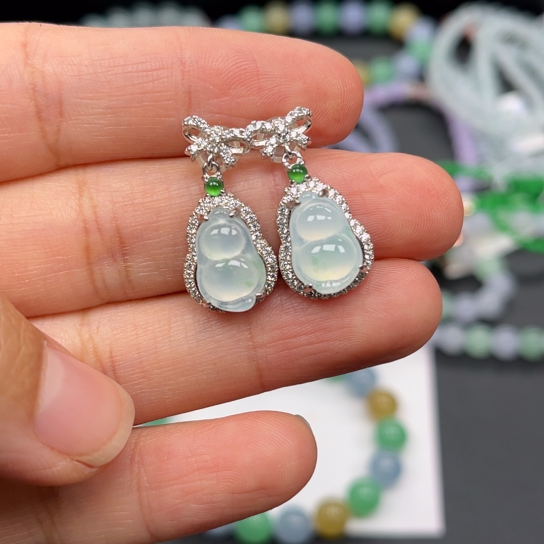 翡翠银S925镶嵌耳饰