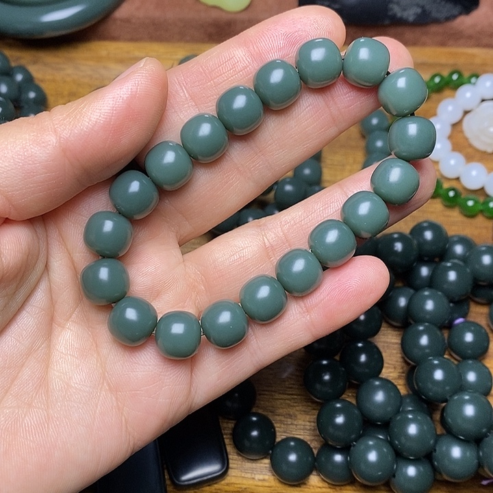 和田玉（青玉）未镶嵌手链和田玉青海格尔木瓦蓝毕业