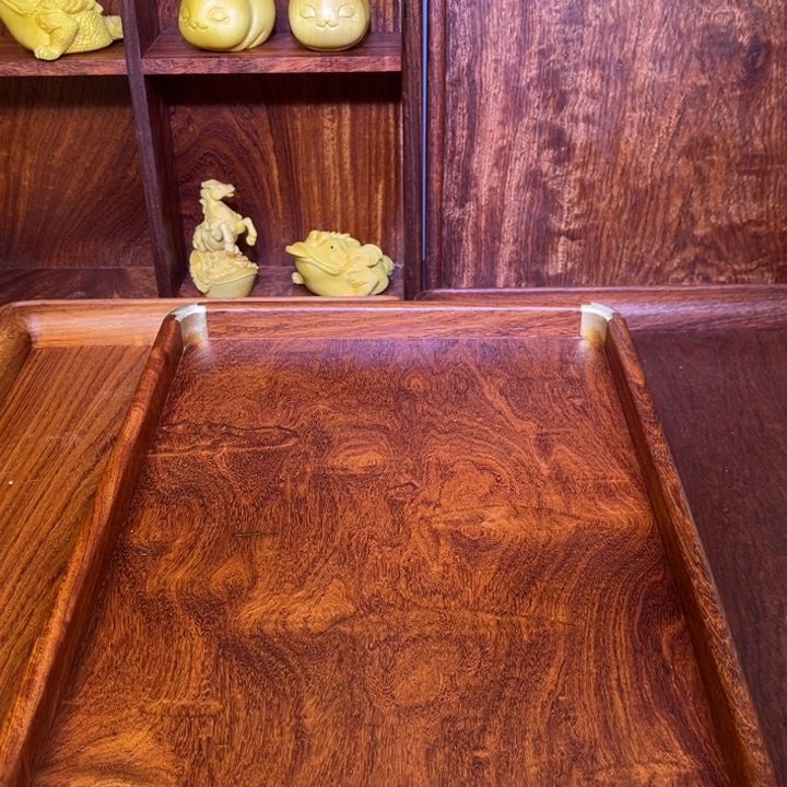 勇***前绒质大国紫檀茶盘文盘