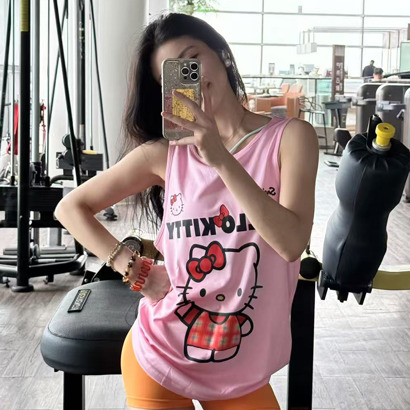 哈喽ktiiy健身运动跑步透气夏男女美式训练撞色瑜伽背心速干上衣