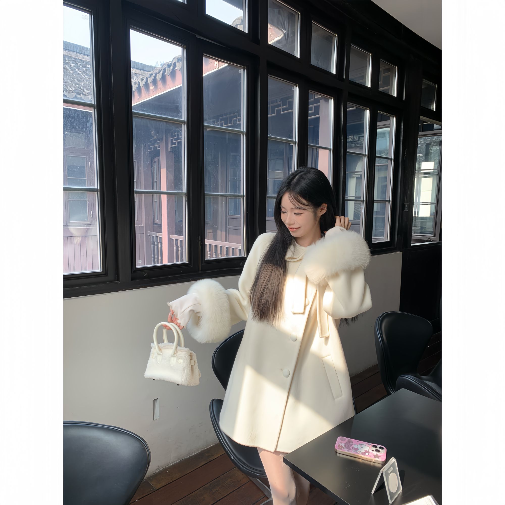 【90白鸭绒】巴黎画报UM家2025冬新款小个子气质羽绒服毛呢子大衣女