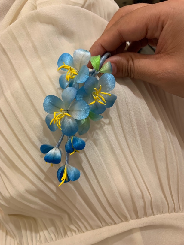 蓝色绒花草莓花软簪发簪