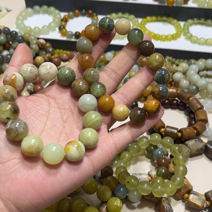 蛇纹石玉未镶嵌手链卡14