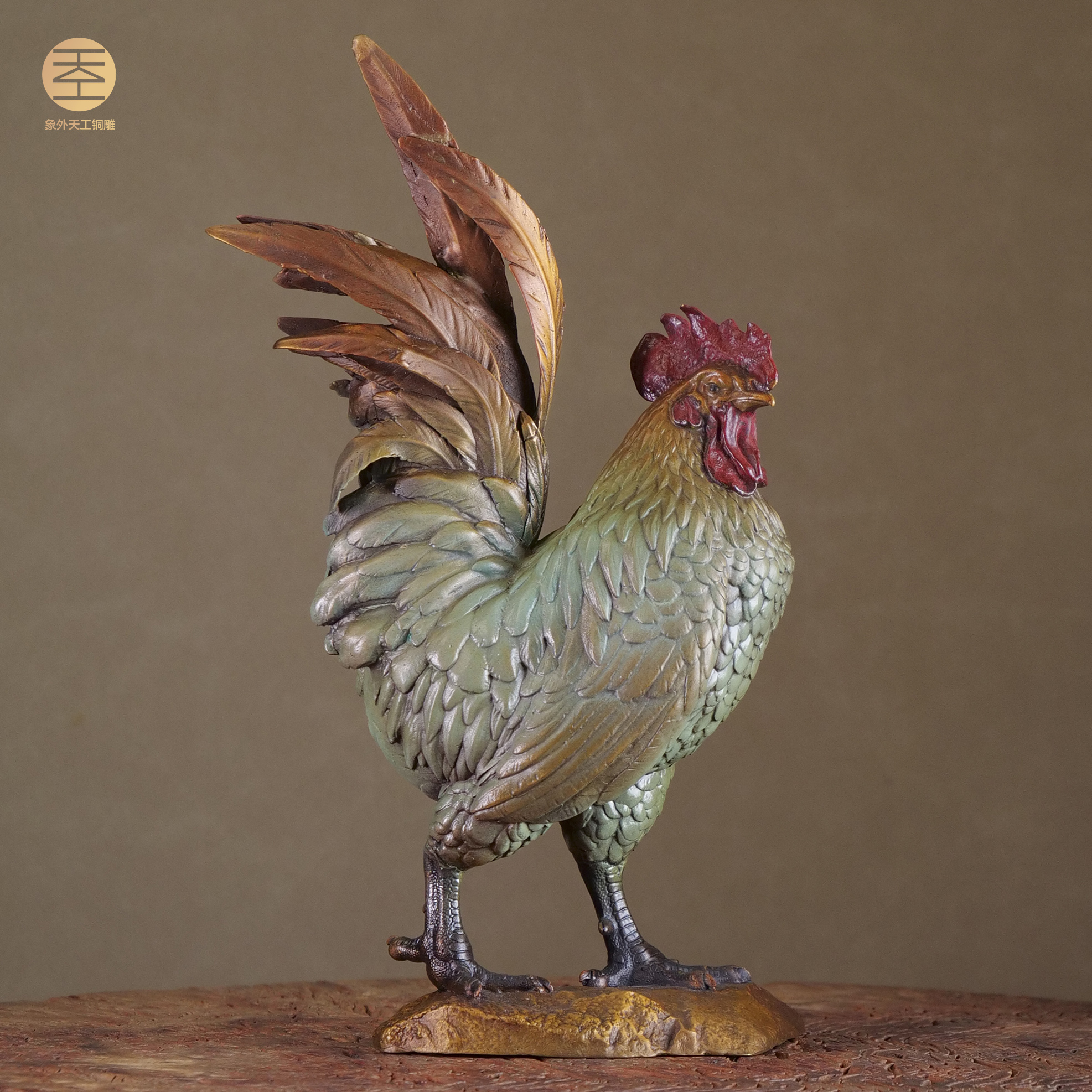 象外天工【国潮】大吉大利公鸡全铜艺术家原创雕塑摆件动物公鸡