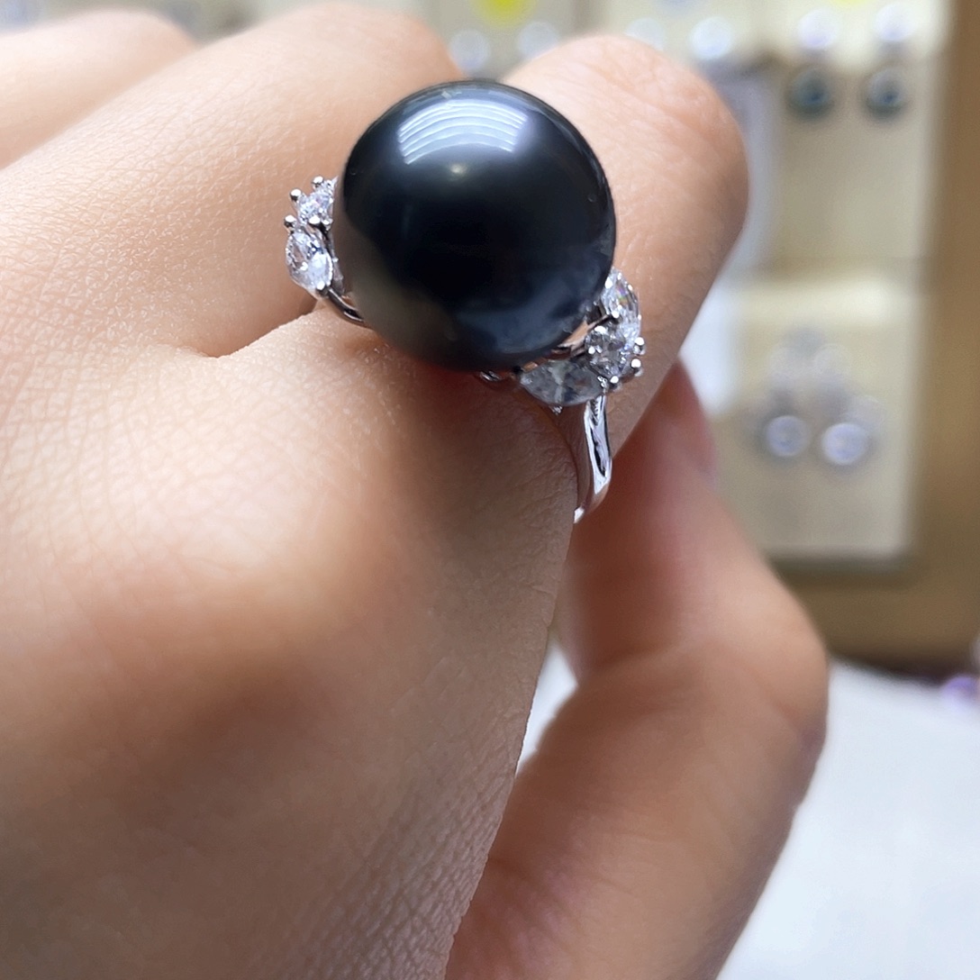 海水珍珠戒指银S925镶嵌