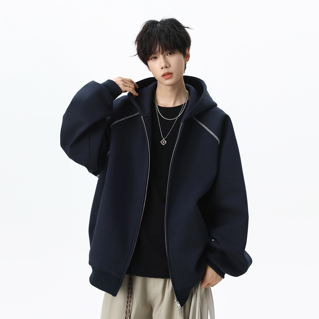 美式连帽卫衣男女秋冬宽松潮牌开衫外套休闲高街百搭情侣