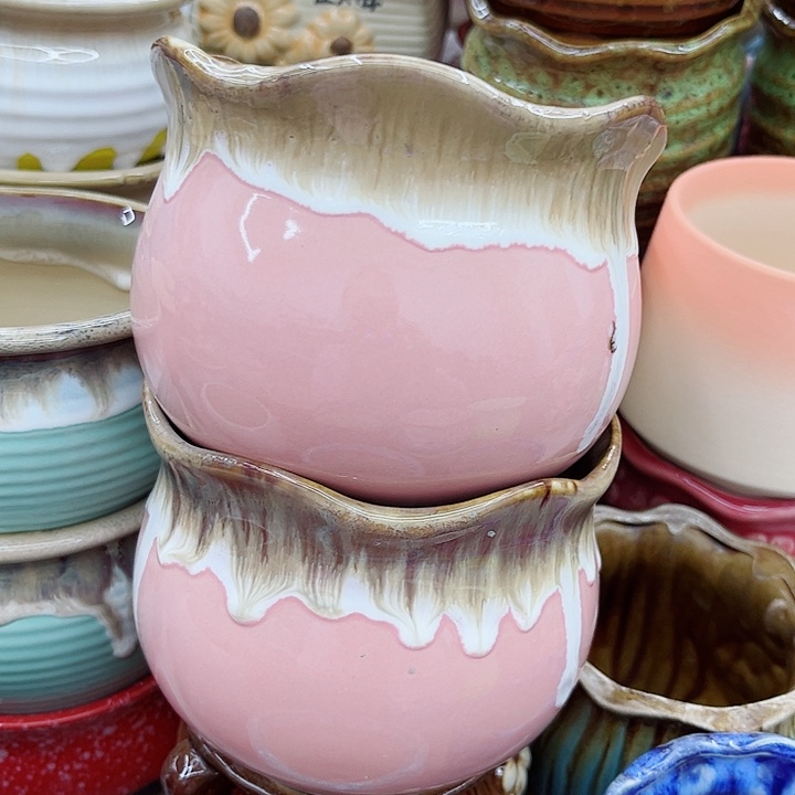 多肉绿植陶瓷花盆9.9包邮，有孔