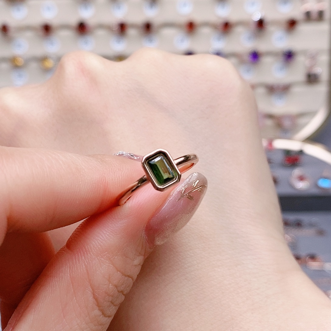 碧玺戒指银S925镶嵌戒指