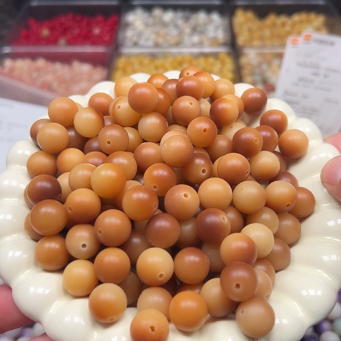 菩提根/象牙果手串500颗13炭烧圆珠