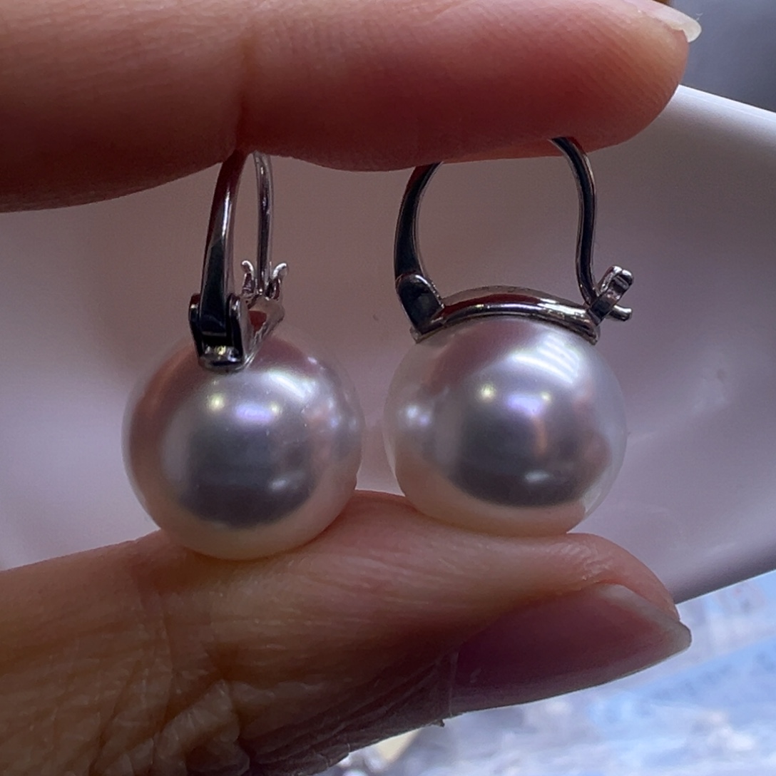 银S925镶嵌淡水珍珠耳饰