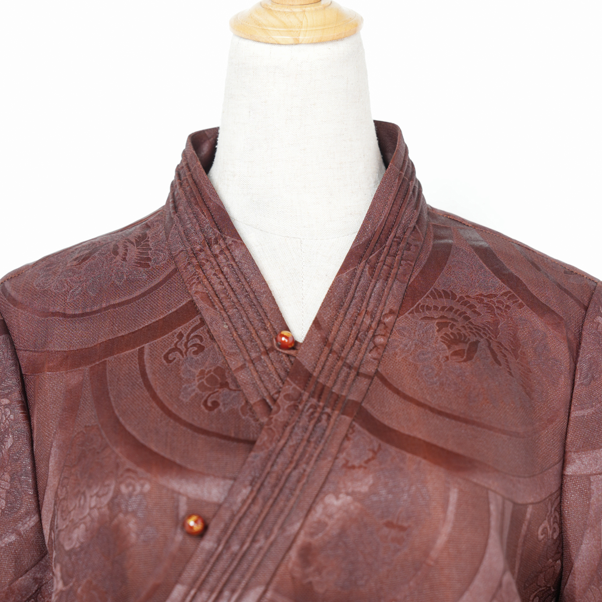 【万象有衣】花鸟鱼鳞纹-原创设计师款香云纱花罗国风上衣-8442