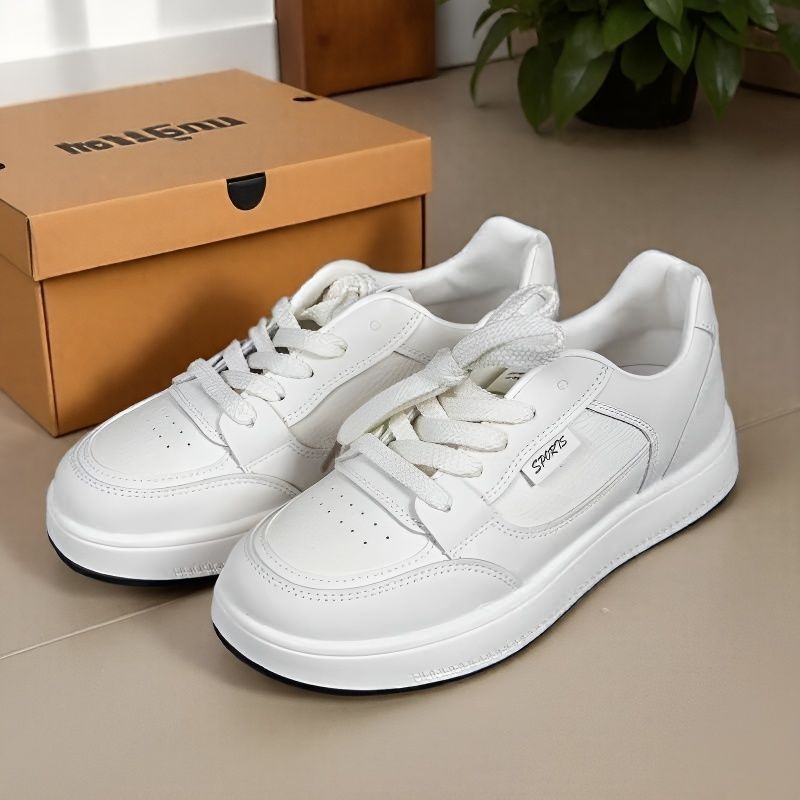 学生运动休闲鞋白色厚底贴膜皮休闲板鞋低帮休闲鞋时尚百搭小白鞋