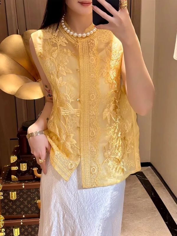 【鎏金仲夏】夏季新款新中式刺绣钉珠马甲2025C2012开心广源仓