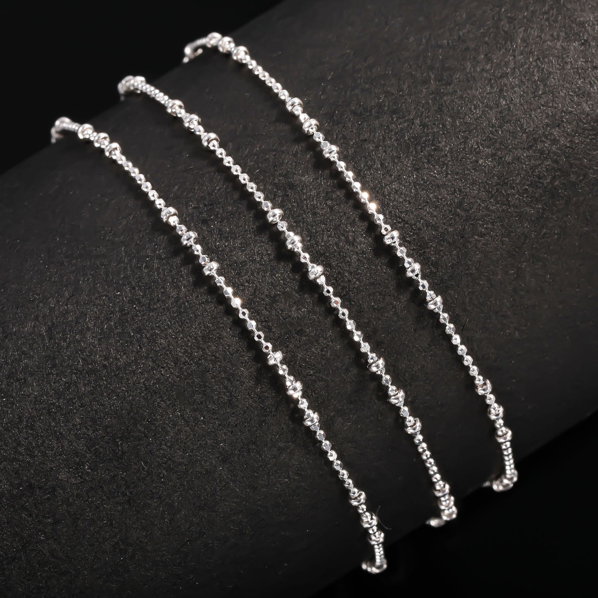 坠链均925银 —木木（M595）纯银蹦迪珠爆闪素链