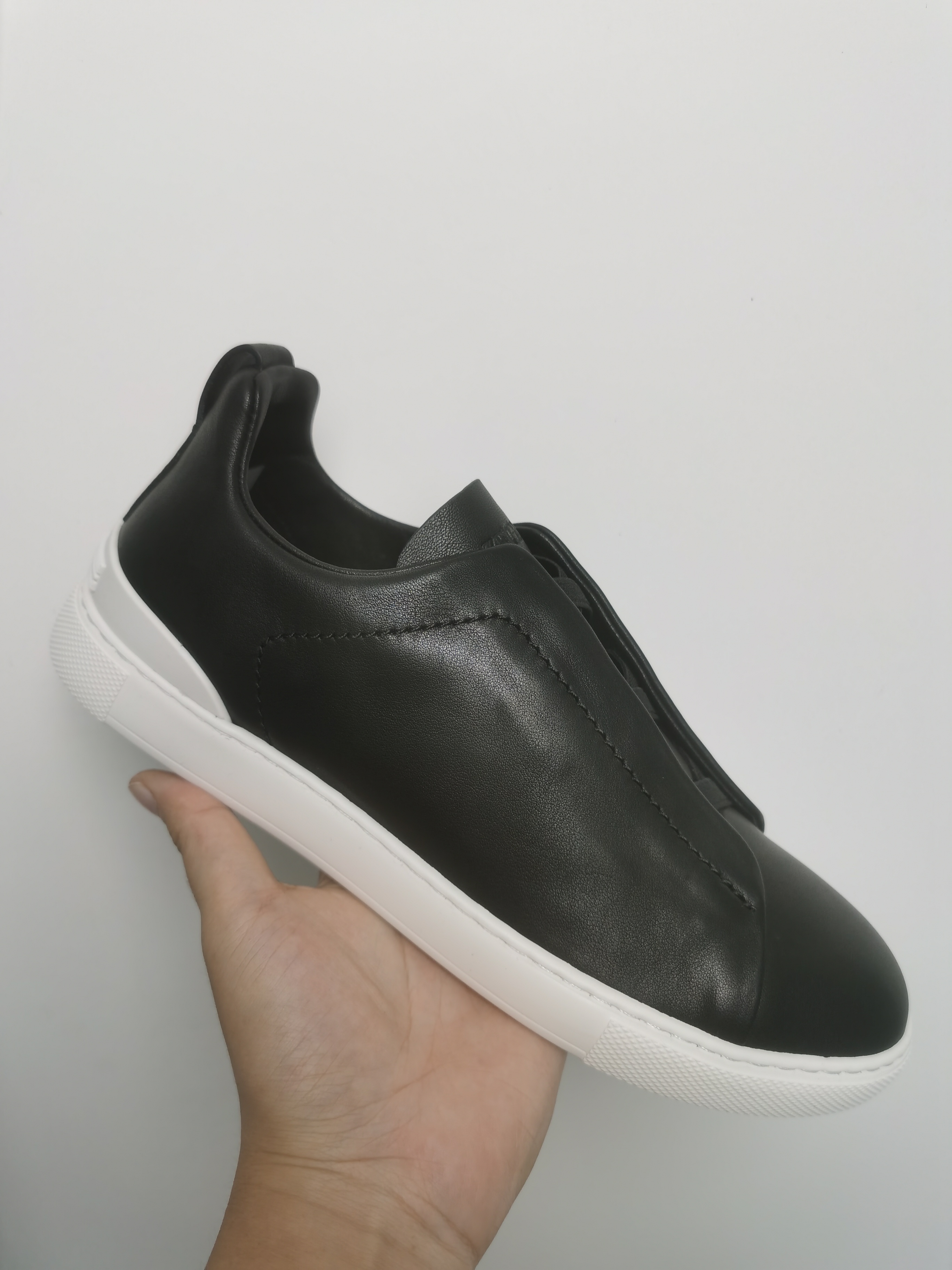 杰家小牛皮板鞋一脚蹬