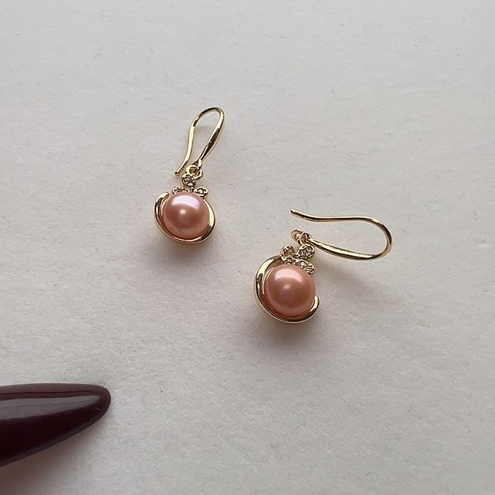 银S925镶嵌耳饰淡水珍珠