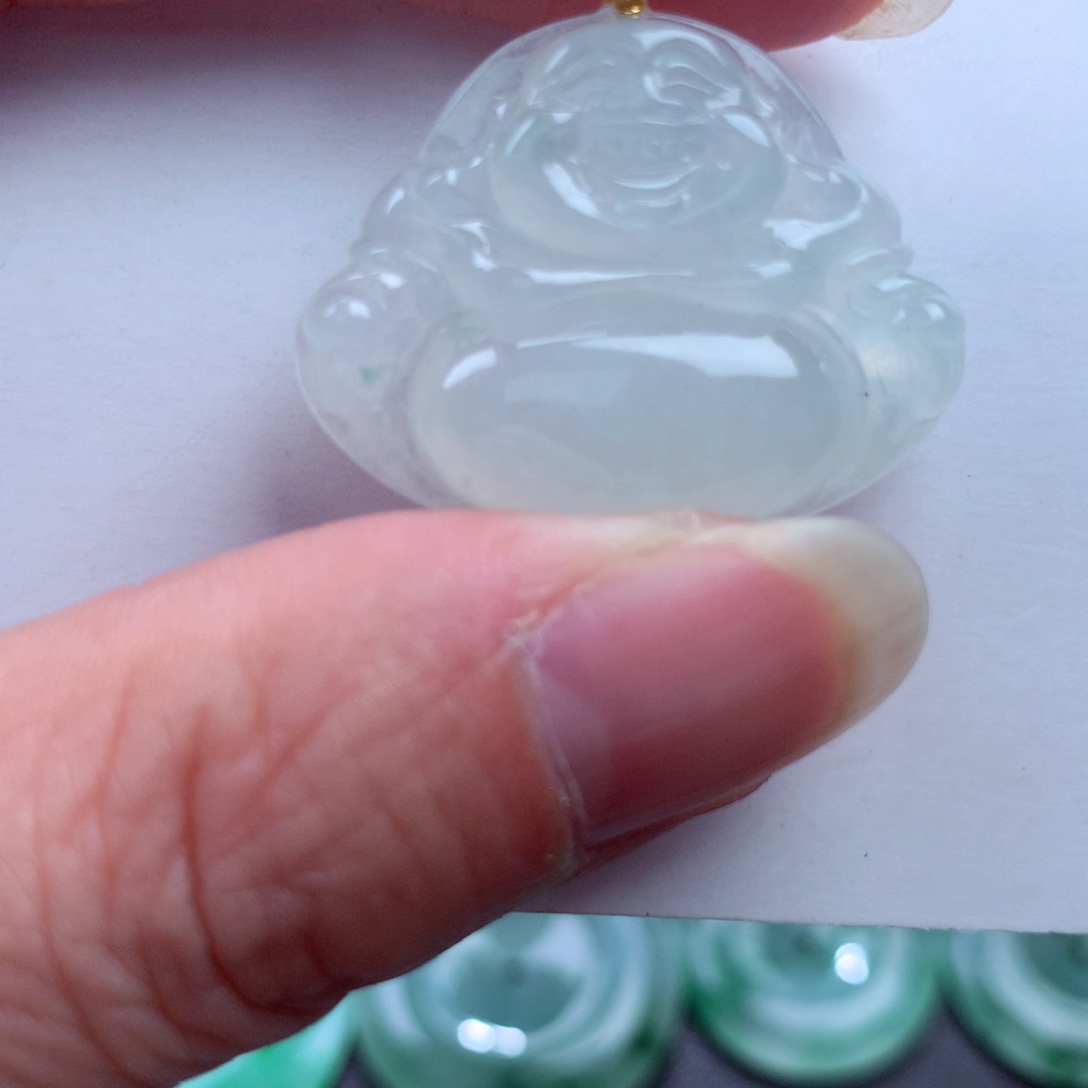 翡翠吊坠(不含链)18K金镶嵌