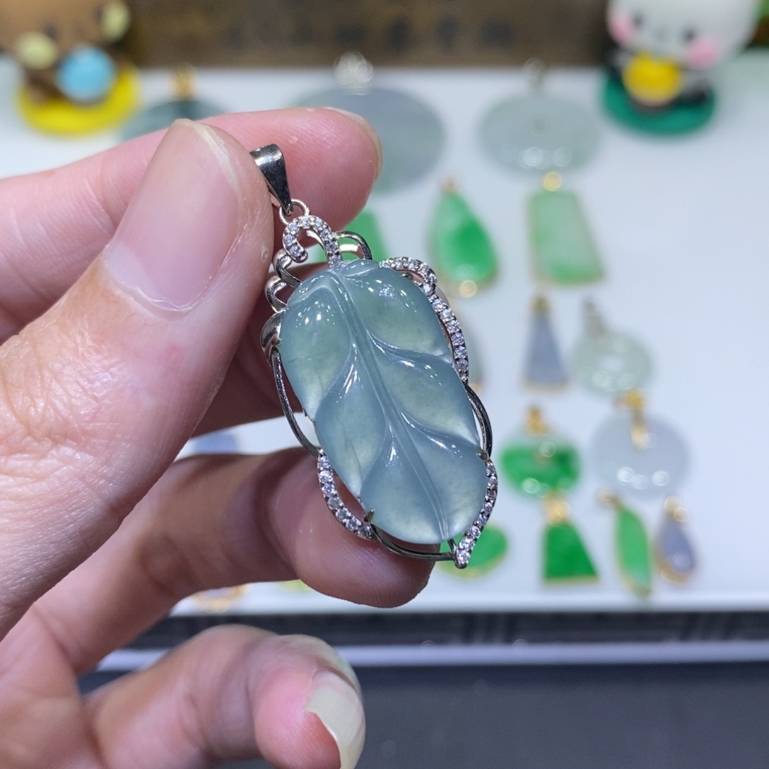 翡翠银S925镶嵌吊坠(不含链)