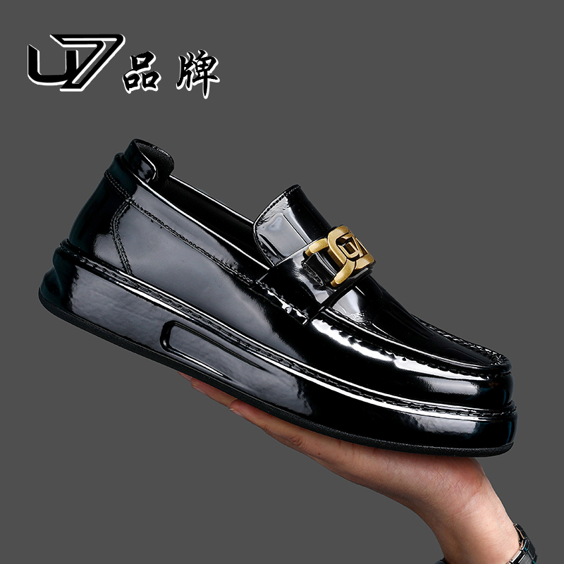 U7品牌男鞋 开边珠牛皮 高端商务鞋男士轻奢百搭真皮时尚休闲皮鞋