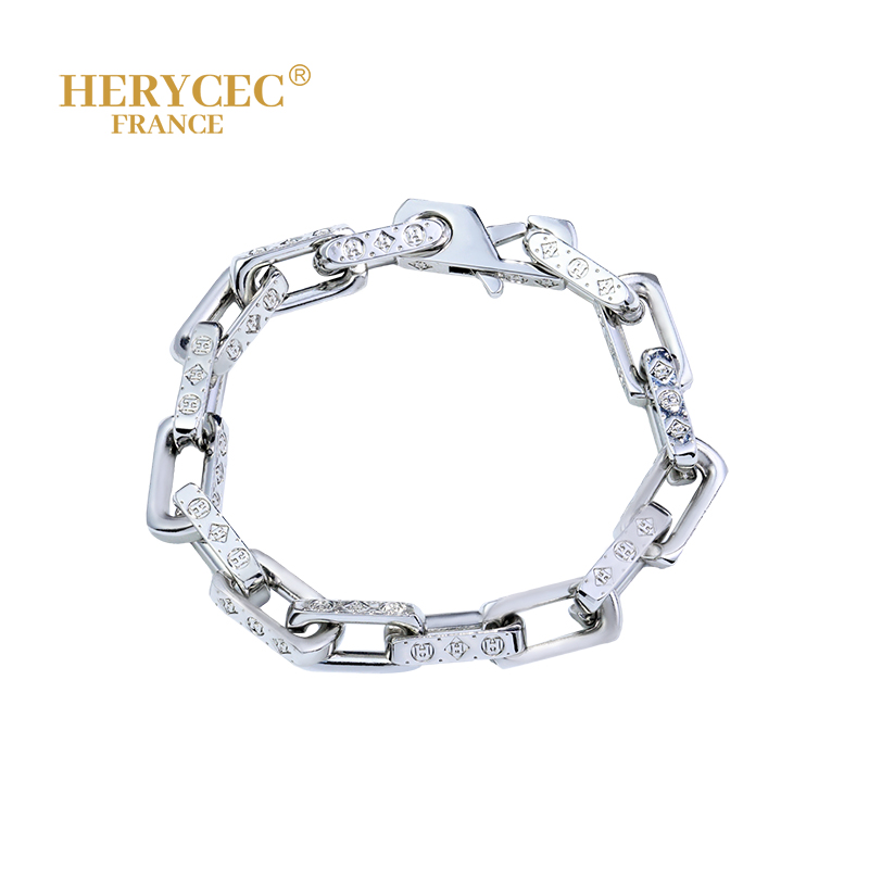 铜合金手链 男士嘻哈风白竹节手链 经典百搭 洋气帅哥必备银色