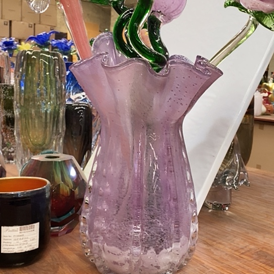 琉璃花瓶高31厘米口径15厘米夜光