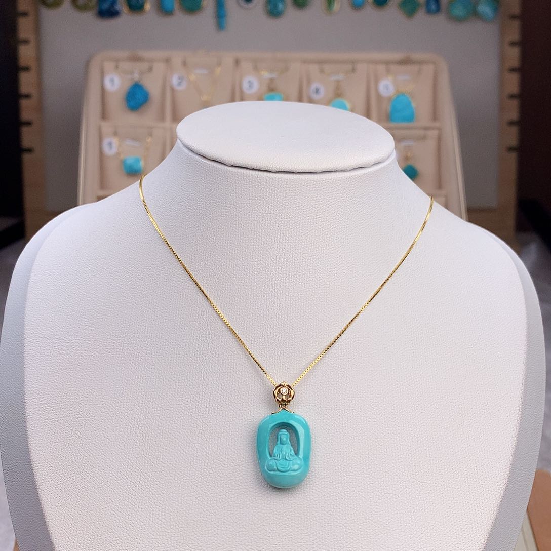 绿松石颈饰18K金镶嵌