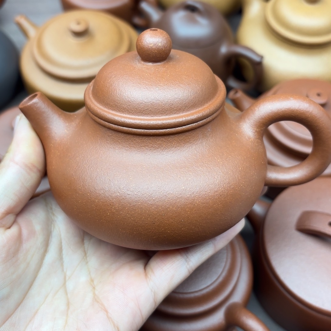 紫砂茶壶诺**舟红降坡容天壶220cc微瑕