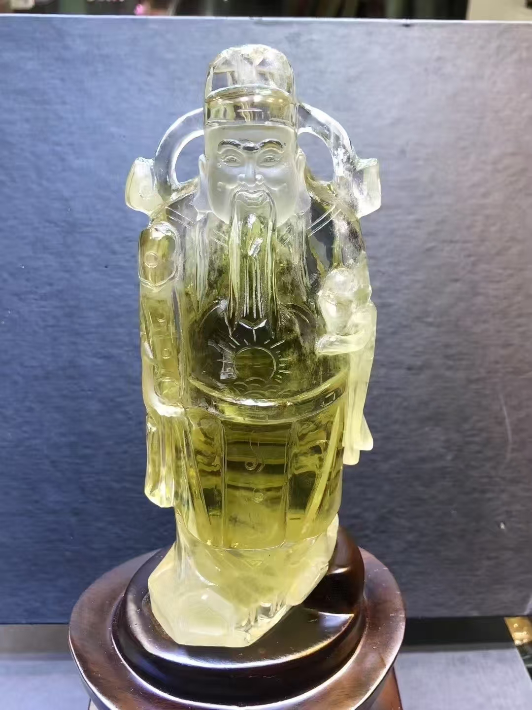 天然黄水晶财神爷摆件裸石（22*8*7mm）LC04