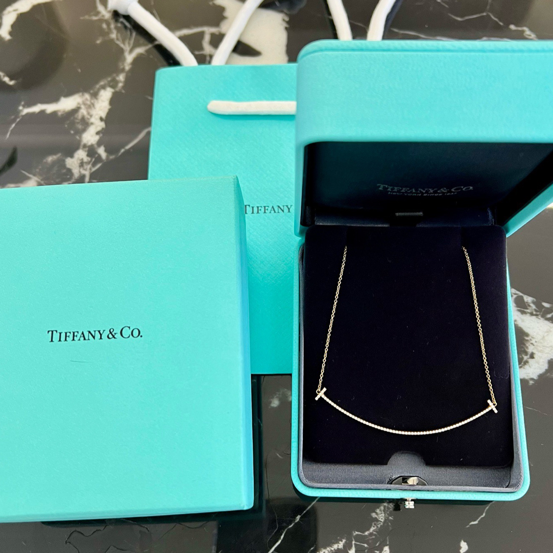 未使用 Tiffany & Co./蒂芙尼 大号玫瑰金满钻笑脸项链