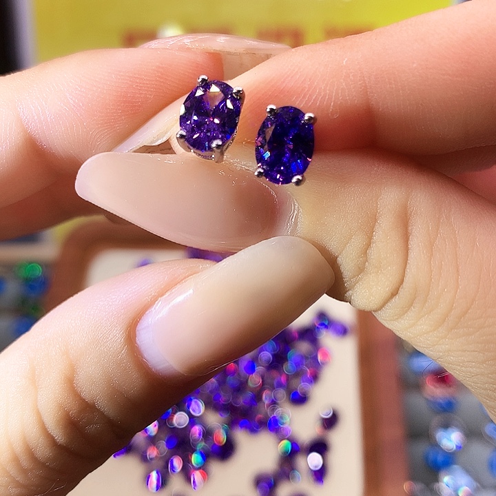 紫晶耳饰银S925镶嵌