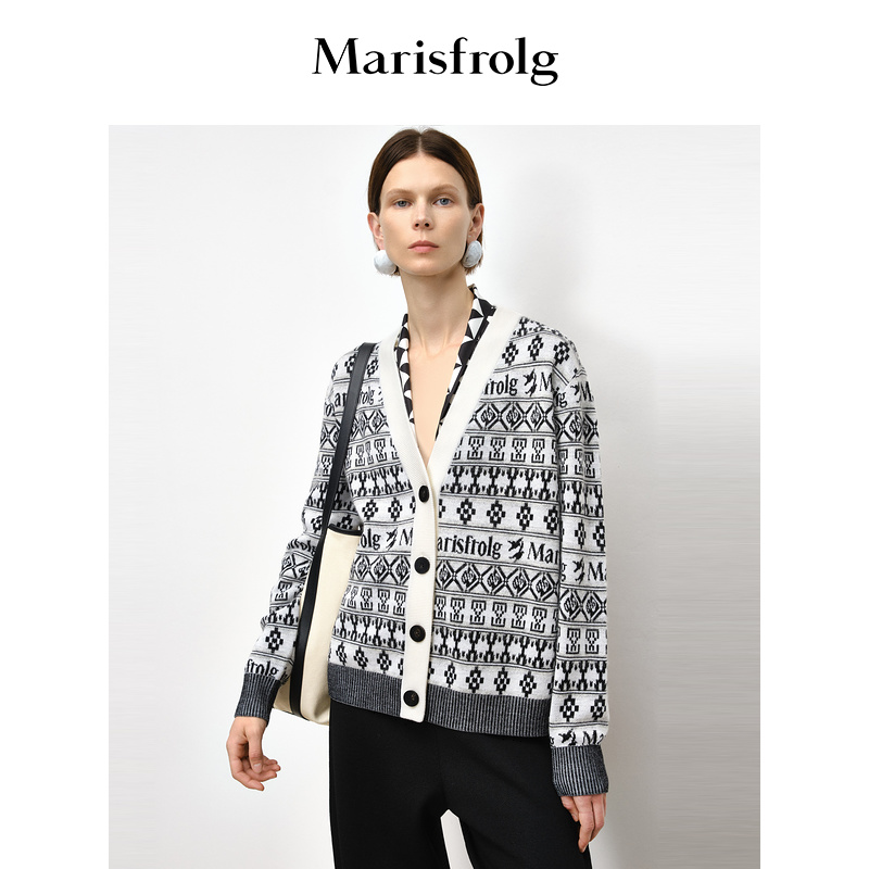 【达人专享】Marisfrolg玛丝菲尔复古黑白设计师针织衫