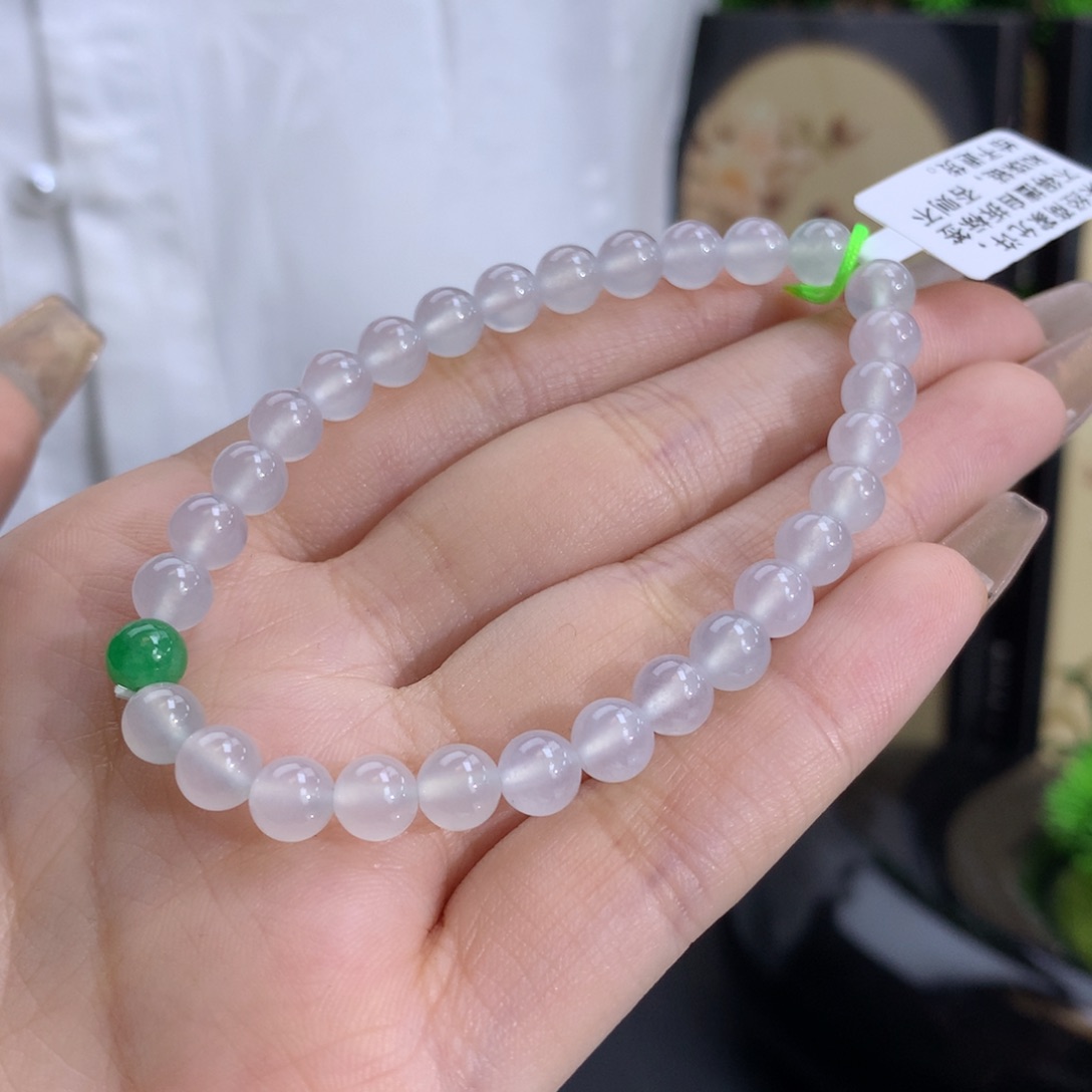 翡翠手链未镶嵌卡6.1冰种白月光