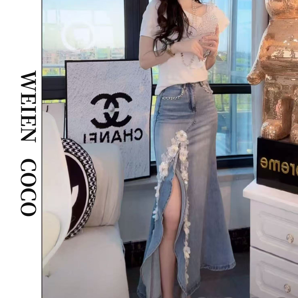 【薇恩COCO】高端牛仔半身裙印花修身显瘦气质春夏新款K4087