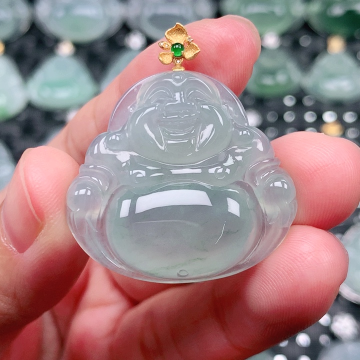 翡翠18K金镶嵌吊坠(不含链)