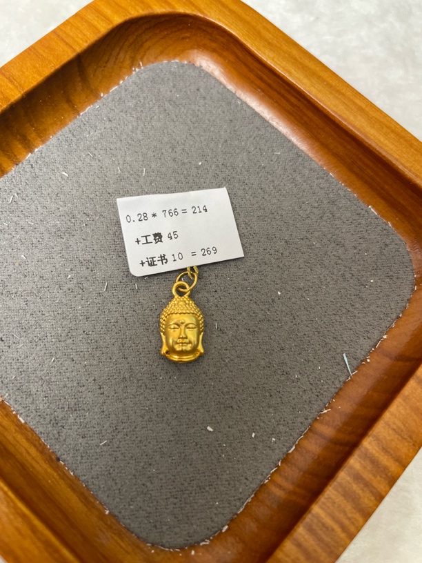 F13028足金999佛头提溜【主图有克重】
