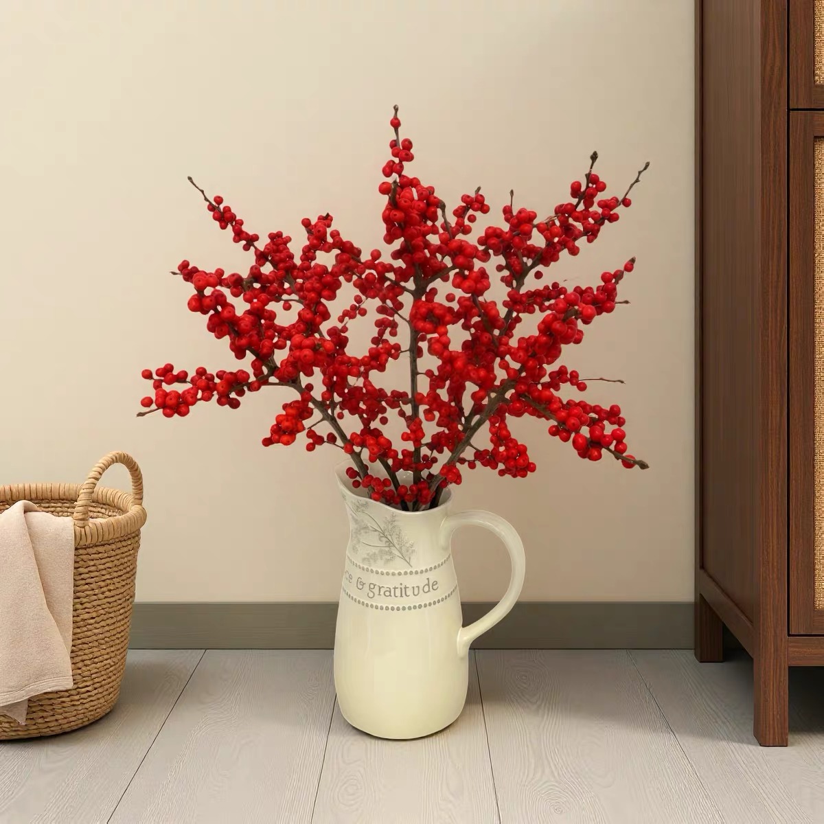 北美冬青红果鲜花切枝水培鲜切植物室内客厅耐寒绿植年宵花卉真花