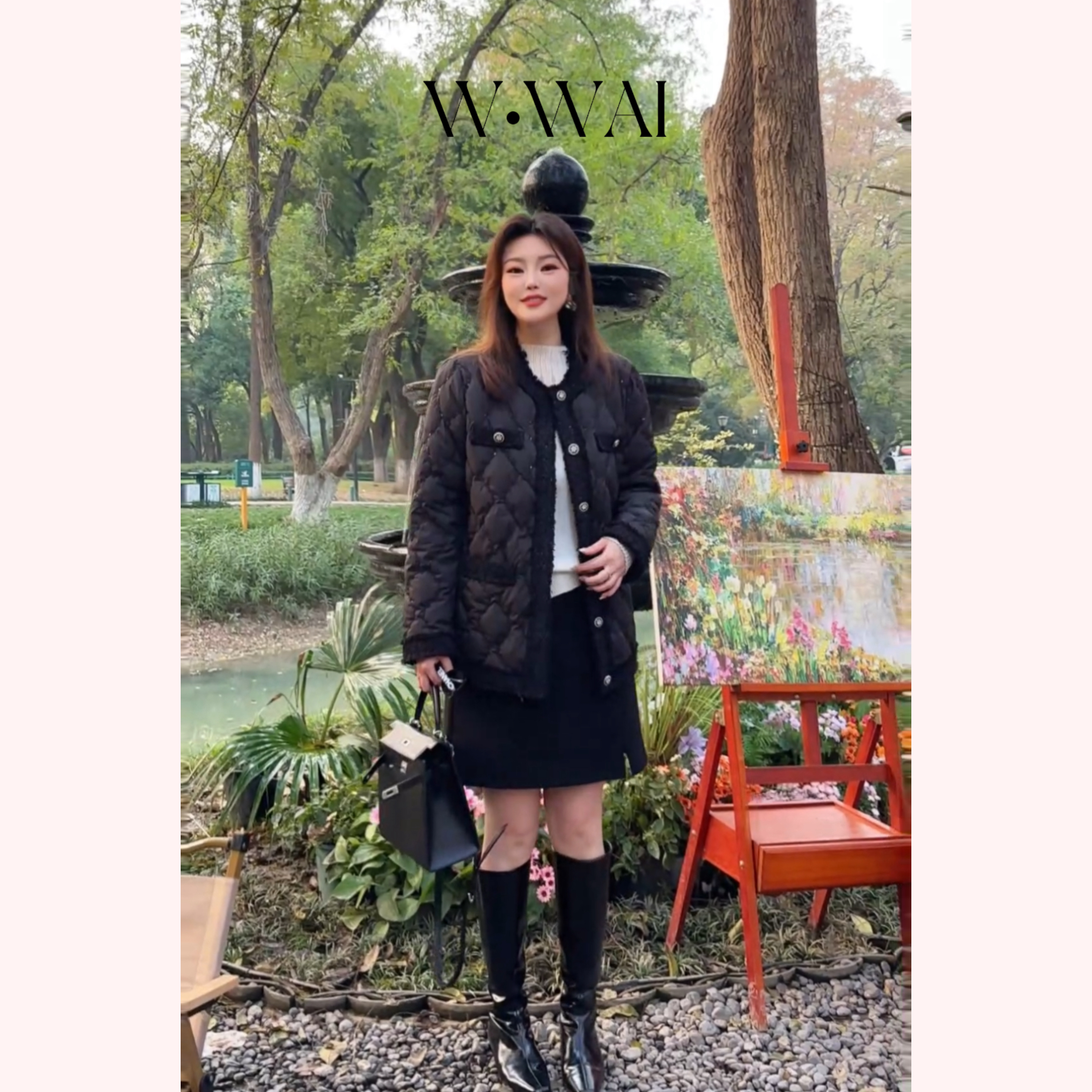 【赫本之夜】显瘦珠片绣花小香风羽绒服外套 D54Y399