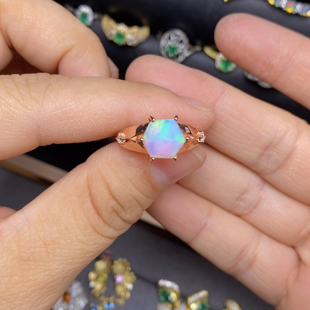 欧泊银S925镶嵌戒指设计款