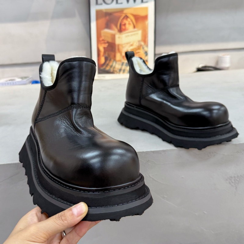 厚底增高真皮羊毛短靴雪地靴防滑保暖马丁靴高帮男鞋休闲发型师款