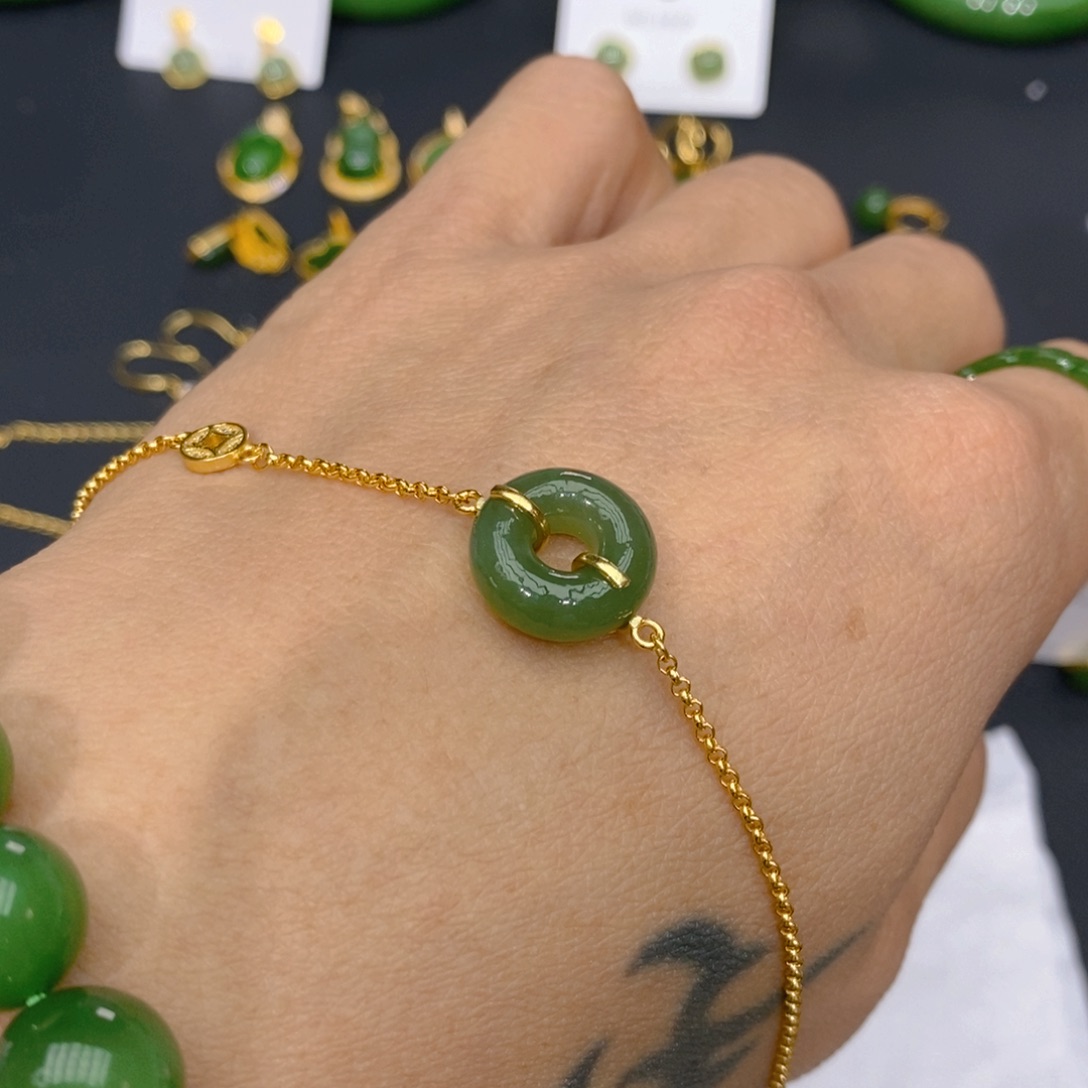 和田玉（碧玉）颈饰银S925镶嵌