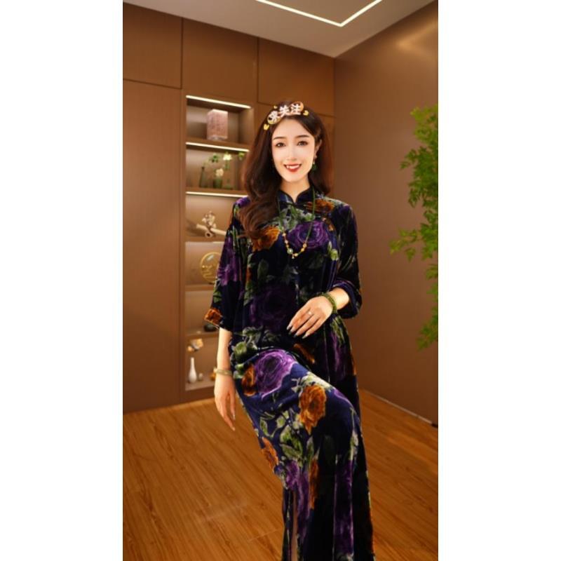 萤紫流光｜丝绒国风宽松女复古改良连衣裙2025C1271奇奇布卓尔仓