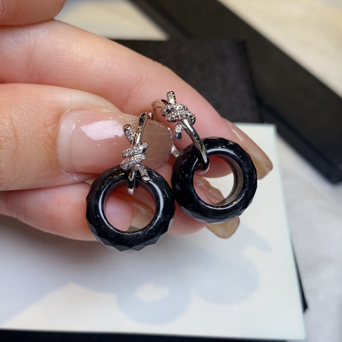 翡翠耳饰18K金镶嵌甜甜圈