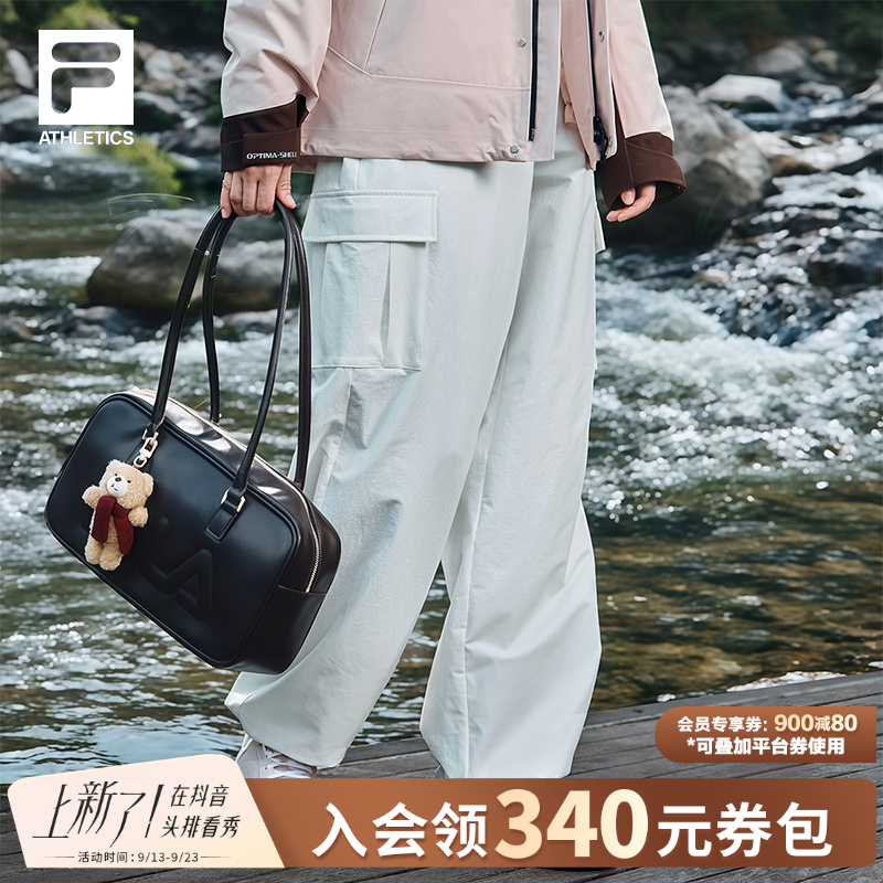 Fila/斐乐女子秋冬新款户外工装运动梭织直筒显瘦长裤A11W548803F