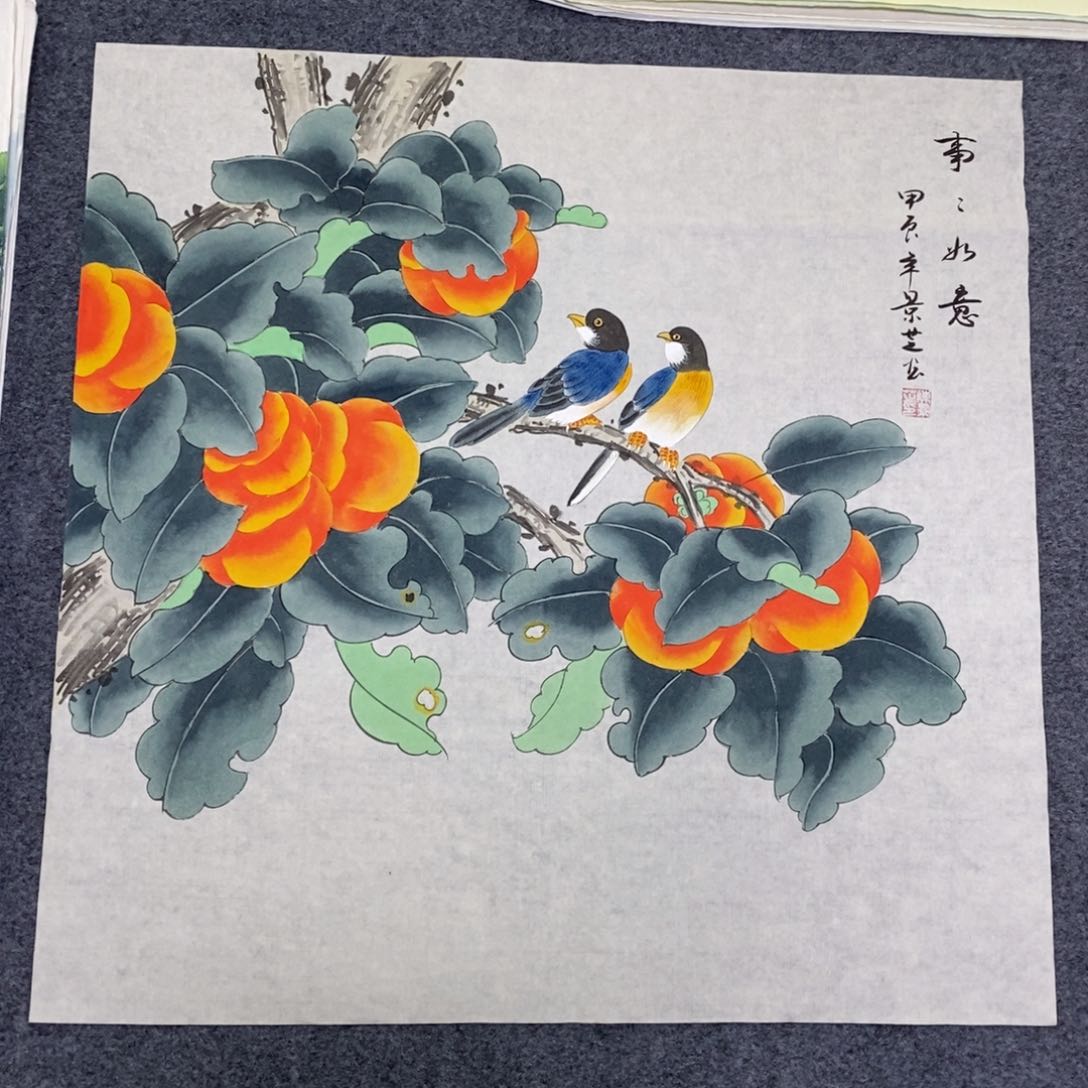 国画尺寸68✖️68四尺手绘工笔斗方