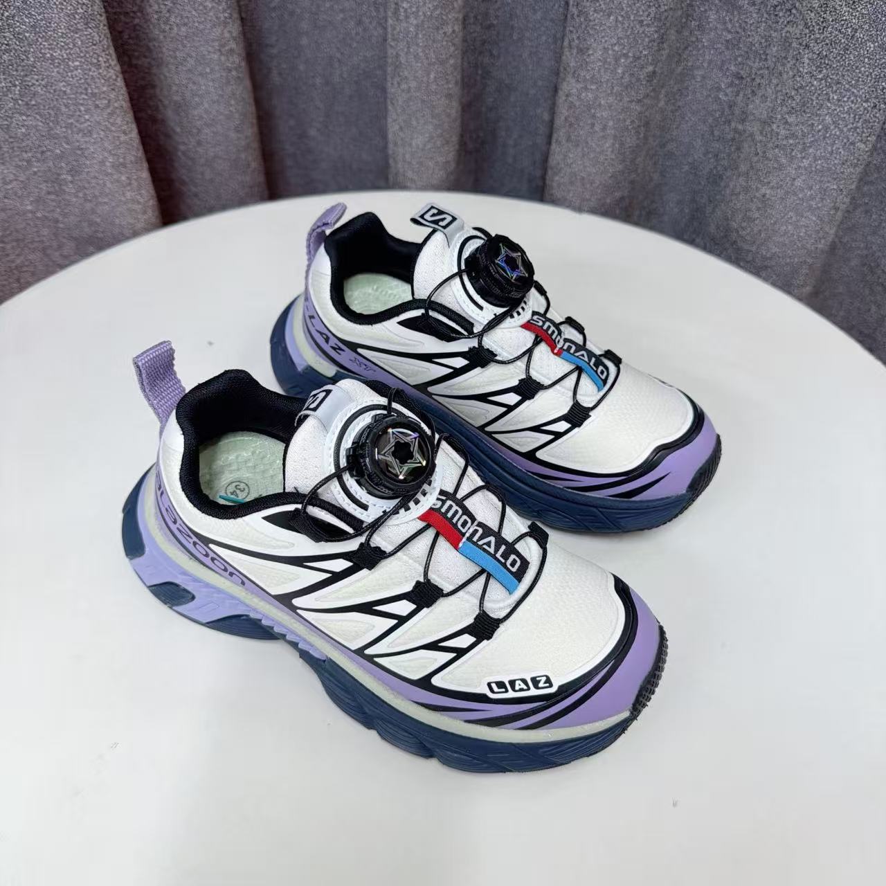 C9215   紫色   绒里时尚儿童舒适系带休闲鞋  